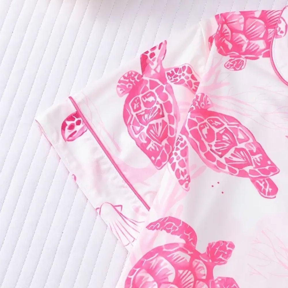 Women's Pink Turtle Print Pajama Set - Picture 4 of 7